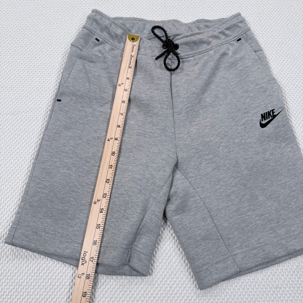 Nike Tech Fleece Men's XS Gray Shorts Heather Black Swoosh Drawstring 18" - Picture 3 of 7